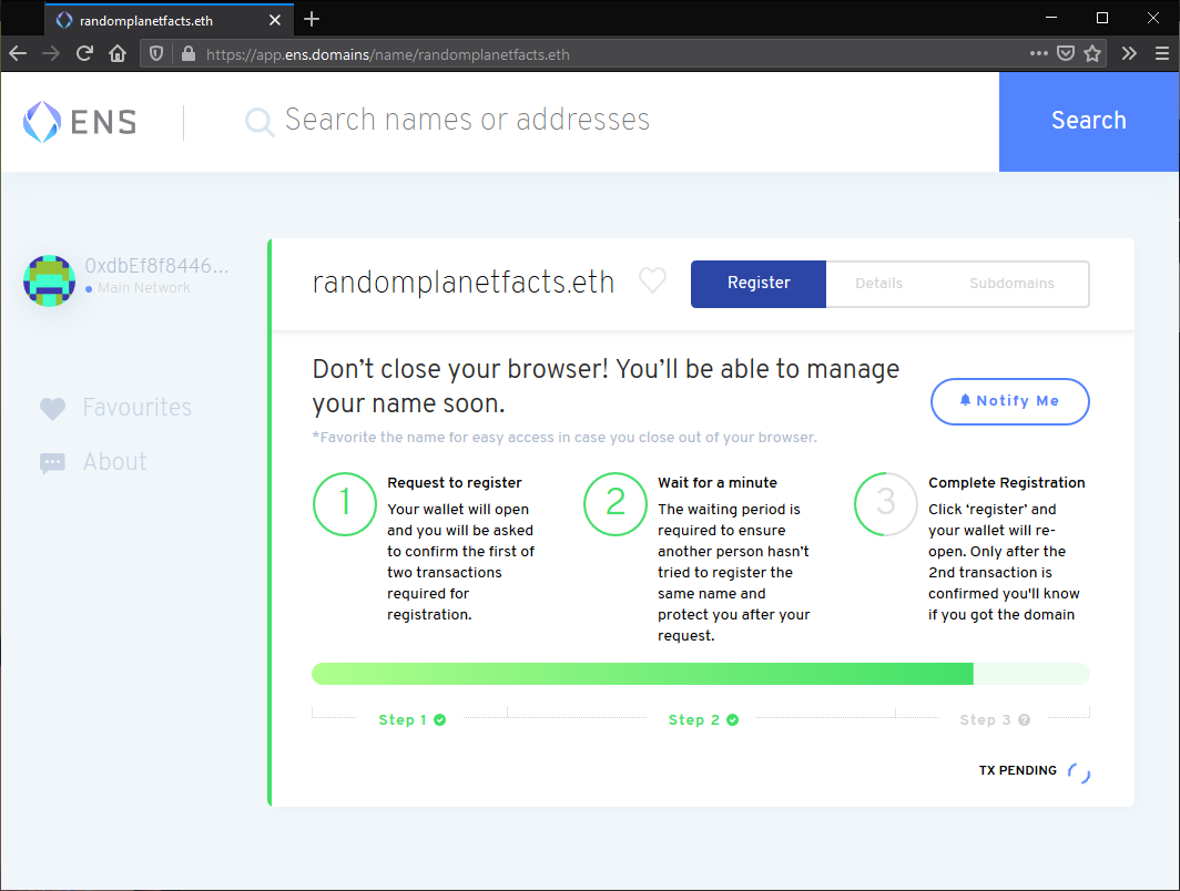 Waiting for the 2nd transaction to be verified.